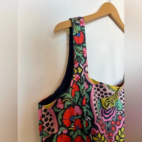 Boden Square Neck Cotton Midi Dress in Vibrant Folk Floral Print - Picture 5 of 15